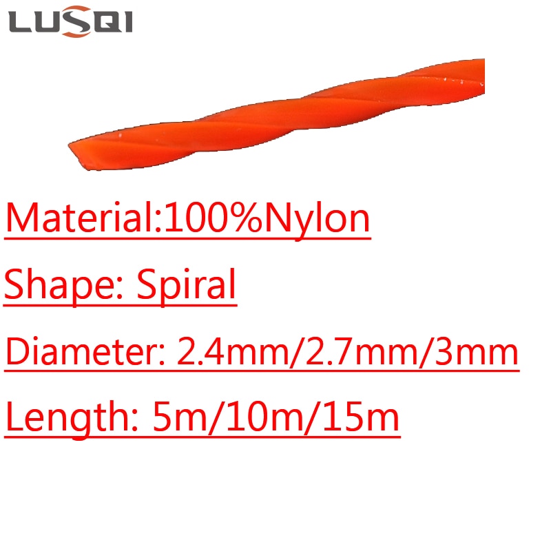 Filo decespugliatore 5m/10m/15m*2.4mm/2.7mm/3mm Nylon a Spirale