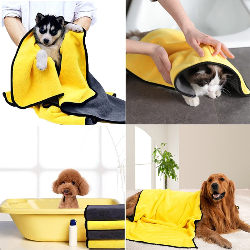 Asciugamani per cani e gatti ad asciugatura rapida Asciugamani in fibra morbida Asciugamano da bagno assorbente Accappatoio per animali domestici Comodo asciugamano per la pulizia Accessori per cani