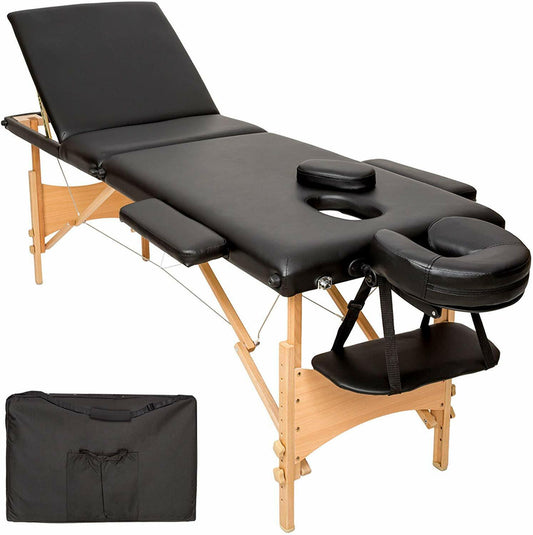 Lettino Massaggi per estetista e fisioterapia 3 Zone in PU nera